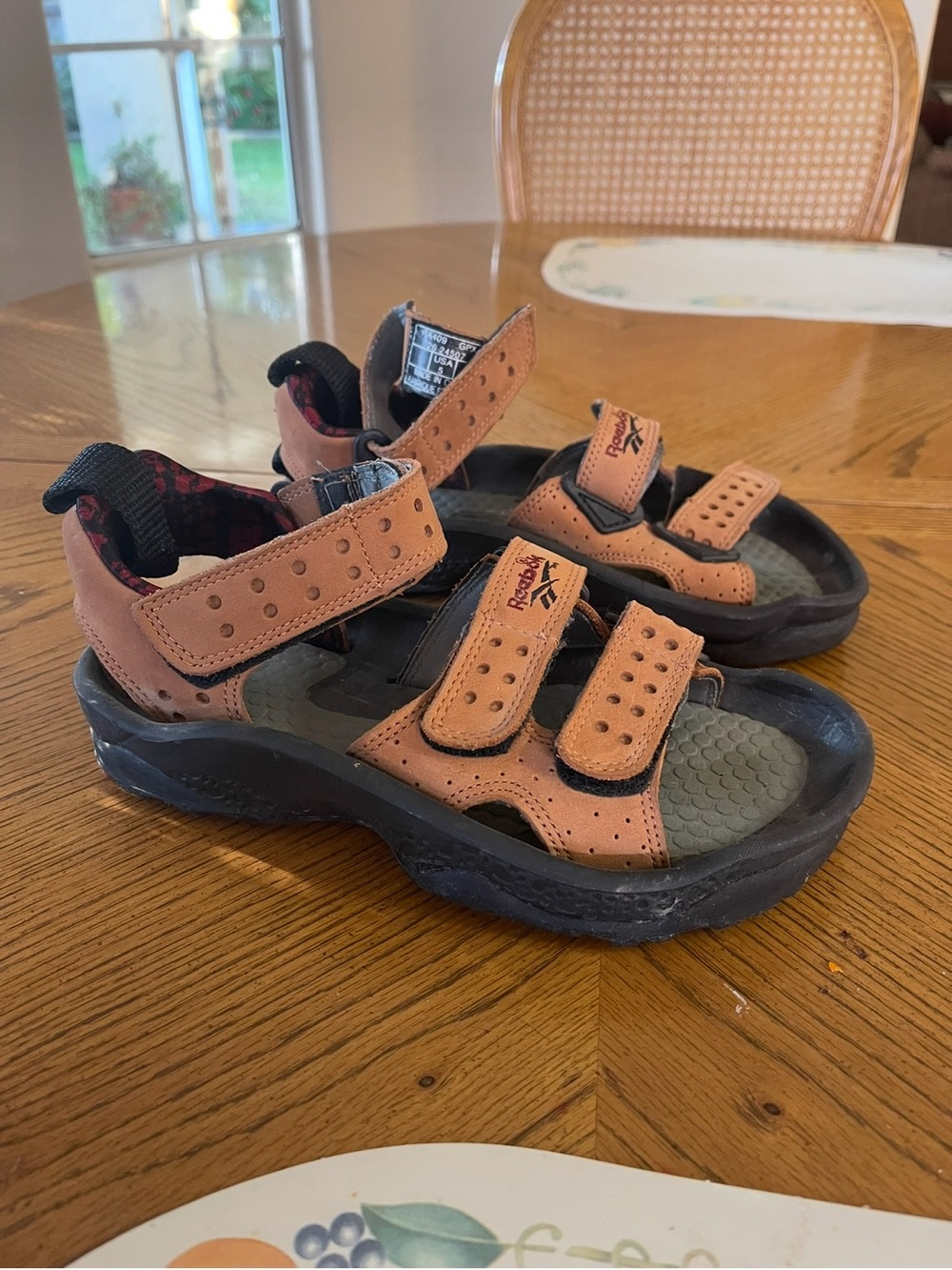 Reebok Kids Tan and Black Adjustable Sport Sandals
